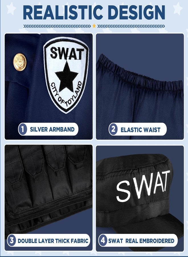 Luucio SWAT Police Officer Costume for Kids, Police Costume for kids, with SWAT Costume, SWAT Vest, Halloween Costume for Boys, Role Play Kit for Boys Girls - Image 4